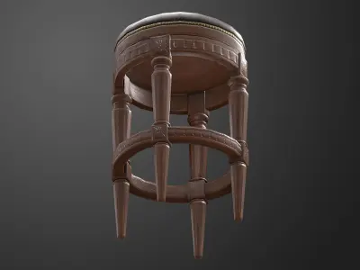 Vintage Stool Low-poly 3D model