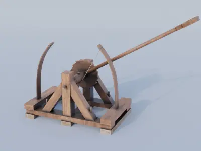 Da Vincis Catapult  Low-poly 3D model
