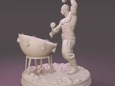  Kozak Ukrainian war drummer Cossack highpoly 3d model 3D print model