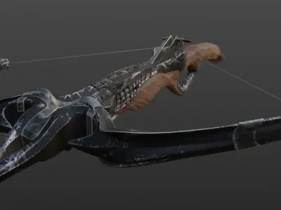 Medieval Steampunk Crossbow Low-poly 3D model