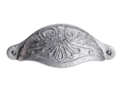 Cabinet or Drawer Bin Pull Black Iron Cup 3D model