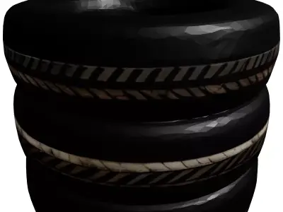 Realistic Stacked Car Tires Set 3D model