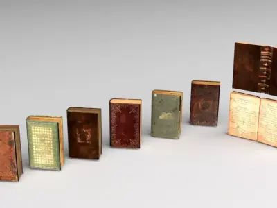 Low Poly Books old book with writing Low-poly 3D model