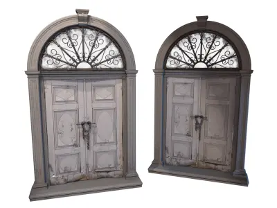 Old door in a house entrance to a house high poly 3D model