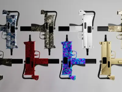 MAC-10 with attachments Low-poly 3D model