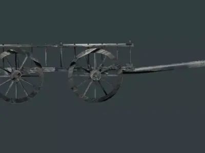 old wood ox cart Low-poly 3D model