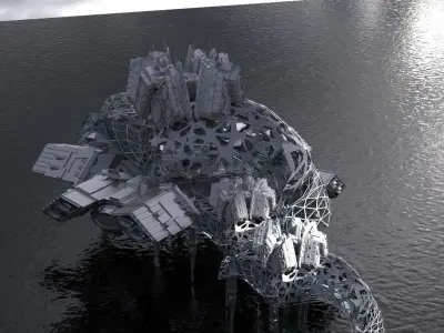 Dark Alien Hybrid base design Exterior 9 3D model