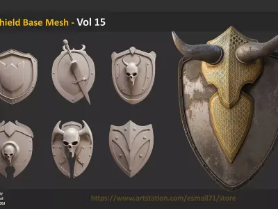 30 Shield Base Mesh - Vol 15 Low-poly 3D model