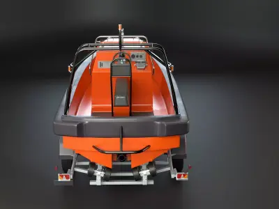 Boat Trailer and Rescue Motorboat 3D model