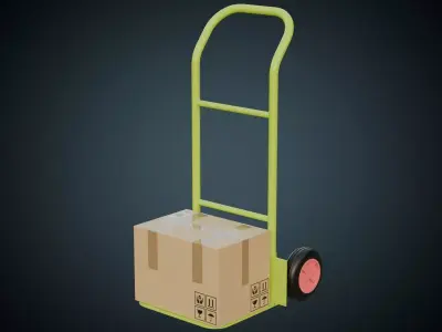 Hand Truck And Boxes 5 Basic Low-poly 3D model
