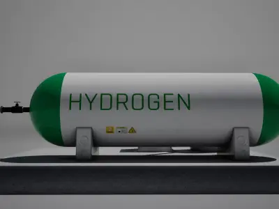Green hydrogen energy h2 tank Low-poly 3D model