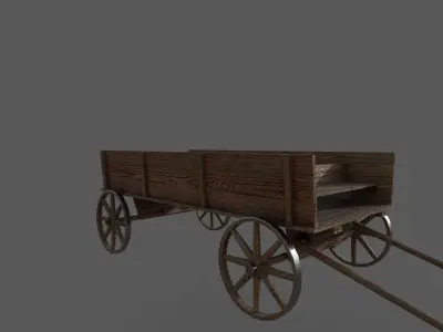 Horse Cart Low-poly 3D model 2