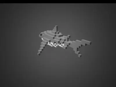 Voxel Shark  Low-poly 3D model