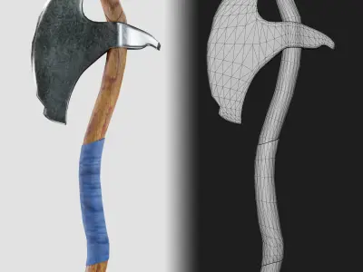 Battle Axe Low-poly 3D model 32