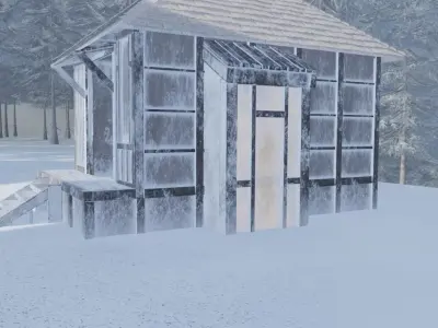 Winter Village By The Water 3D model