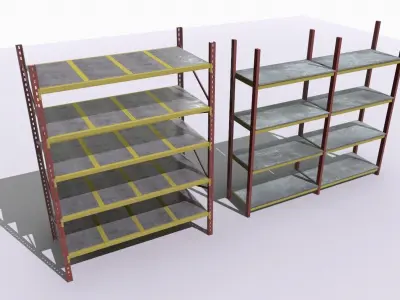 Industrial shelves 4 Low-poly 3D model