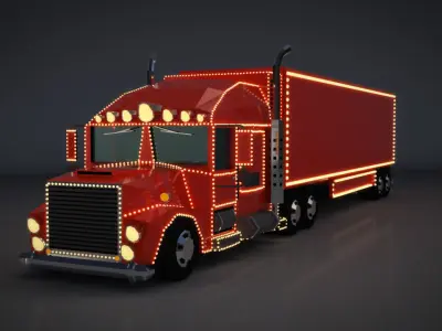 Low Poly Cartoon Christmas Truck Low-poly 3D model
