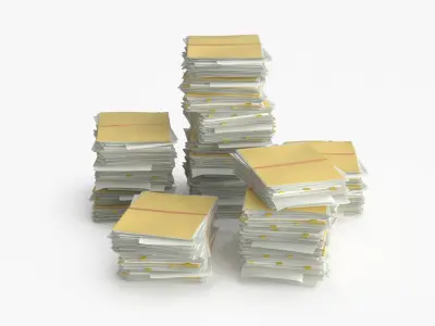  Pile of Paper Files Archive stack Set of 3 