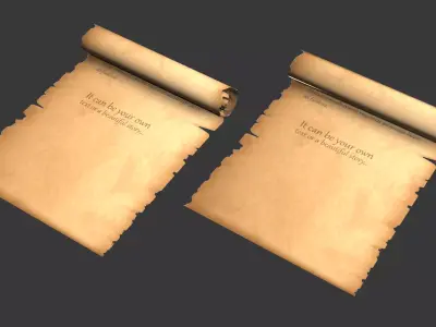 parchment or scroll Old with RIG and Animations  Low-poly 3D model