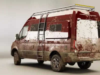 Mercedes Sprinter 4x4 Overlan Camper Dirt and Mud Low-poly 3D model