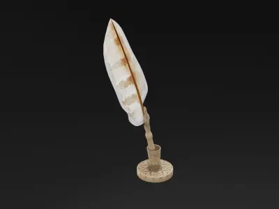 Feather Ink Pen Low-poly 3D model