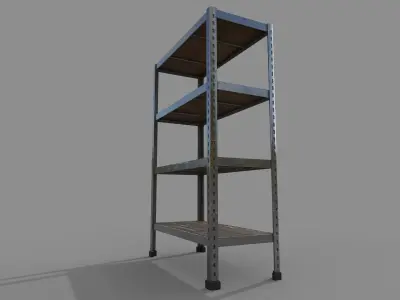 Shelf metal industrial rack Low-poly 3D model