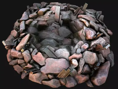 Silver Ore Metal Deposits for Mine Low-poly 3D model