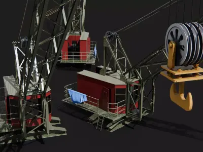 Mobile port Crane heavy duty lift hoist 3D model 3D model