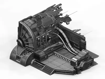 Spaceship - interior wall 05 3D model