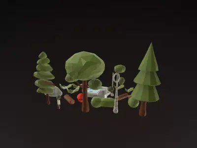 Stylized Low Poly Forest Pack - Game-Ready Nature Assets 3D model