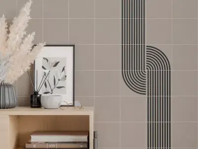 Beige Geometric Accent Wall Tile 3D Model  Texture