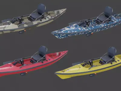 Fishing Kayak 01 Low-poly PBR Low-poly 3D model
