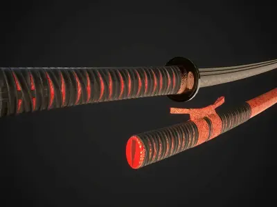 Wakizashi 03 Low-poly 3D model