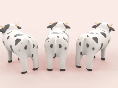 Cartoon Cow Animal Style Cute Low-poly 3D model
