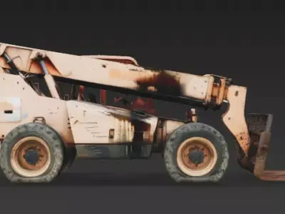 Weathered Industrial Telescopic Handler 3D Model Low-poly 3D model