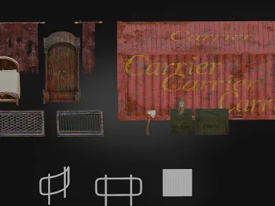 Asset Pack Game Industrial  Low-poly 3D model