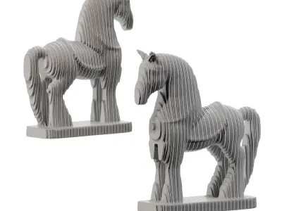 New Chinese art war horse sculpture 3D model