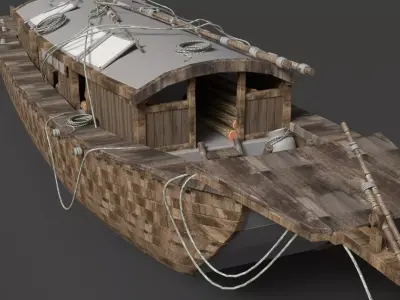 Chinese Junk Fishing Boat  Low-poly 3D model purchase