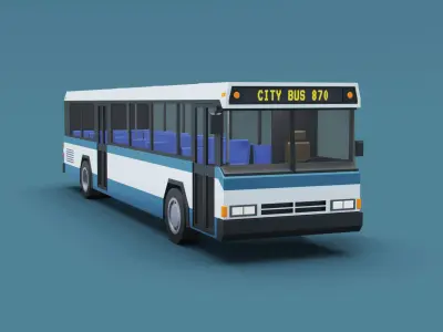 Cartoon Stylized City Bus Classic 80s Low-poly 3D model