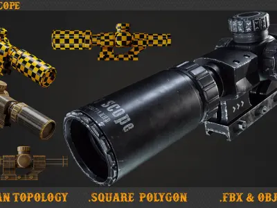 5 Rifle scope Low-poly 3D model