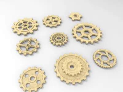 steampunk gears collection 3D model