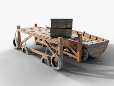 Bridge  Boat Low-poly 3D model