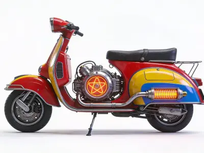 Vintage Atompunk Nuclear Fusion Scooter 3D Model Low-poly 3D model