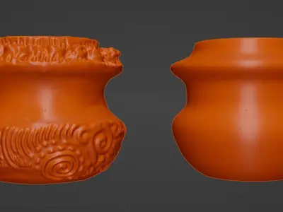 Antique Detailed Terracotta Vases Set 3D print model