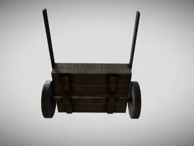 Medieval Cart Low-poly 3D model 8