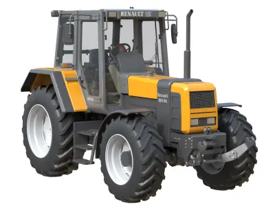 Renault 160-94 4WD Agricultural Tractor Low-poly 3D model