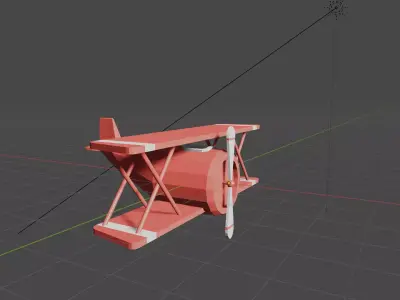 Low Poly Cartoon Biplane 3D model