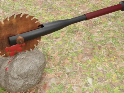 Zombie saw bat Low-poly 3D model