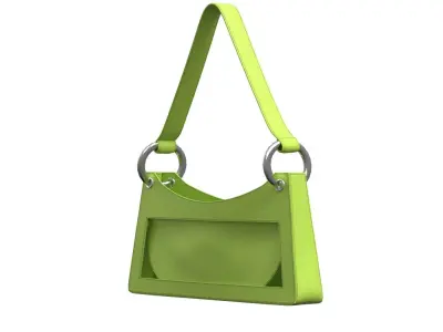 Yellowish green Leather Baguette Bag 3D model