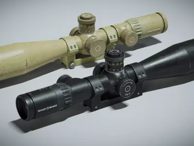 Scope Schmidt and Bender Sight low-poly 3d model Low-poly 3D model